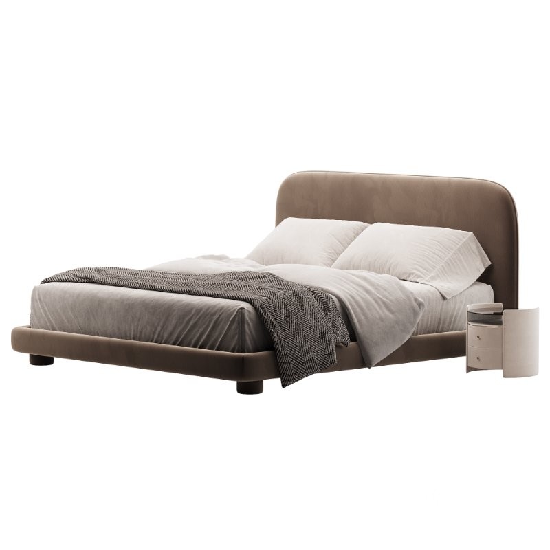 Flore Boucle Round Shaped Headboard Bed Frame Image 4