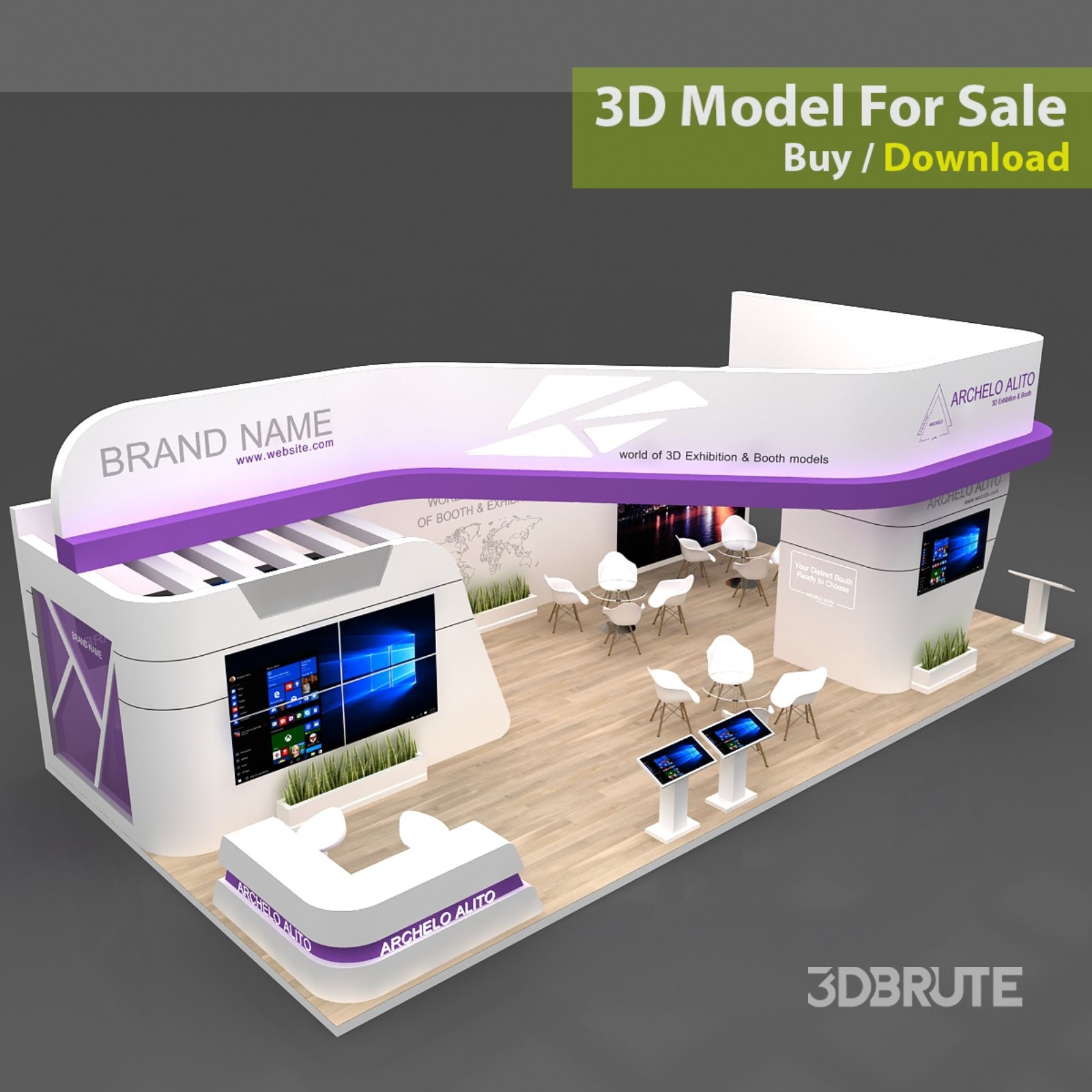 creative exhibition booth stall 3D model 3dbrute