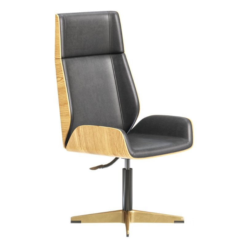 Black Leather Modern Home Office Chair Image 2