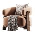 Granite beige chenille armchair - Thumbnail 2