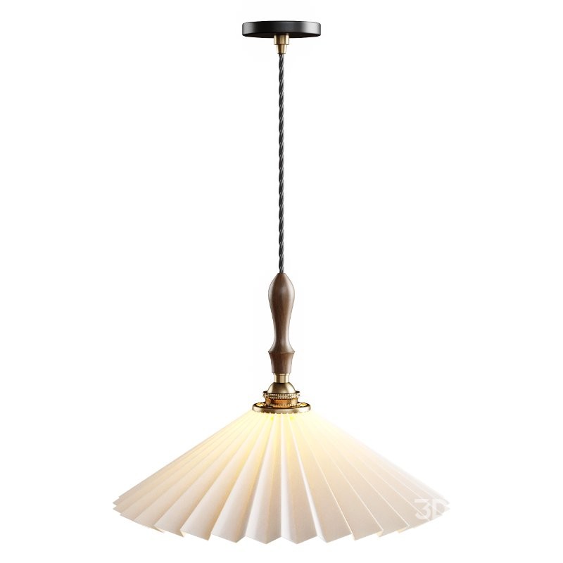 Vintage Pleated Pendant Lampshade Chandelier Image 2