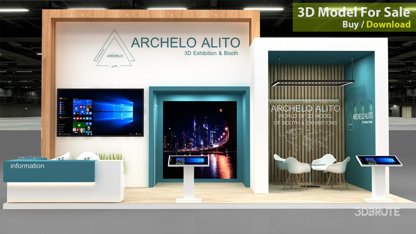 minimal exhibition booth 3d model Image 3