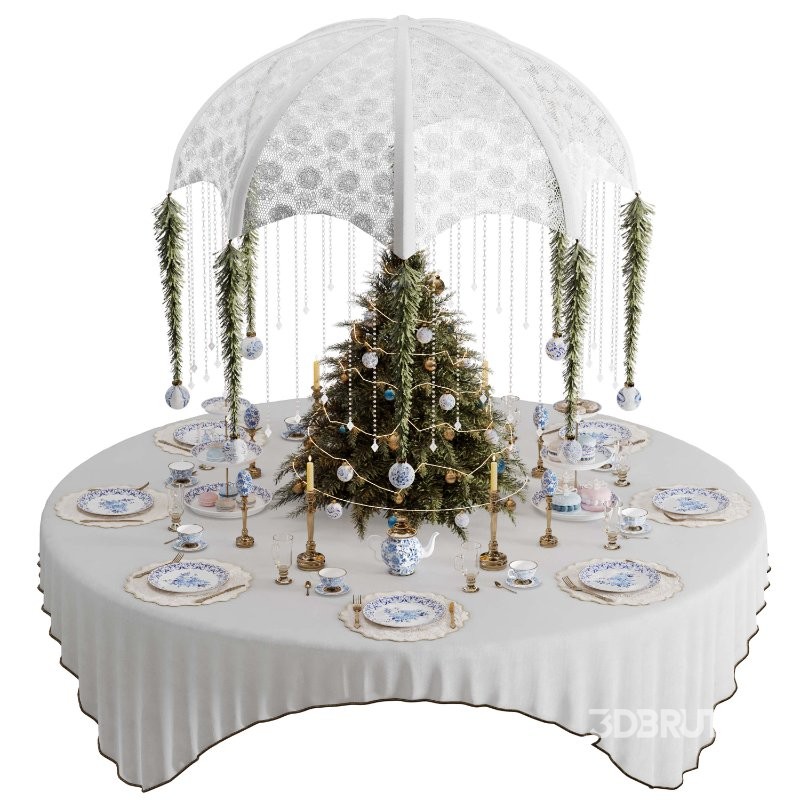 Christmas Tree Centerpiece Round Table 3D Image 1