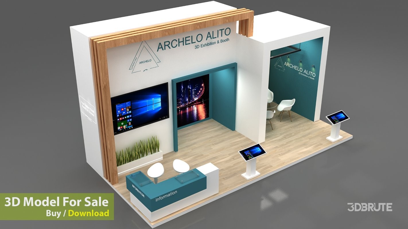 minimal exhibition booth 3d model Image 8