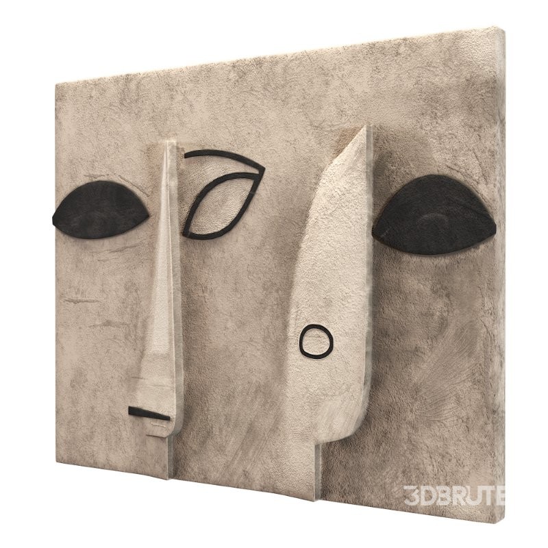 Minimalist Abstract Face Relief Cream Black Image 3