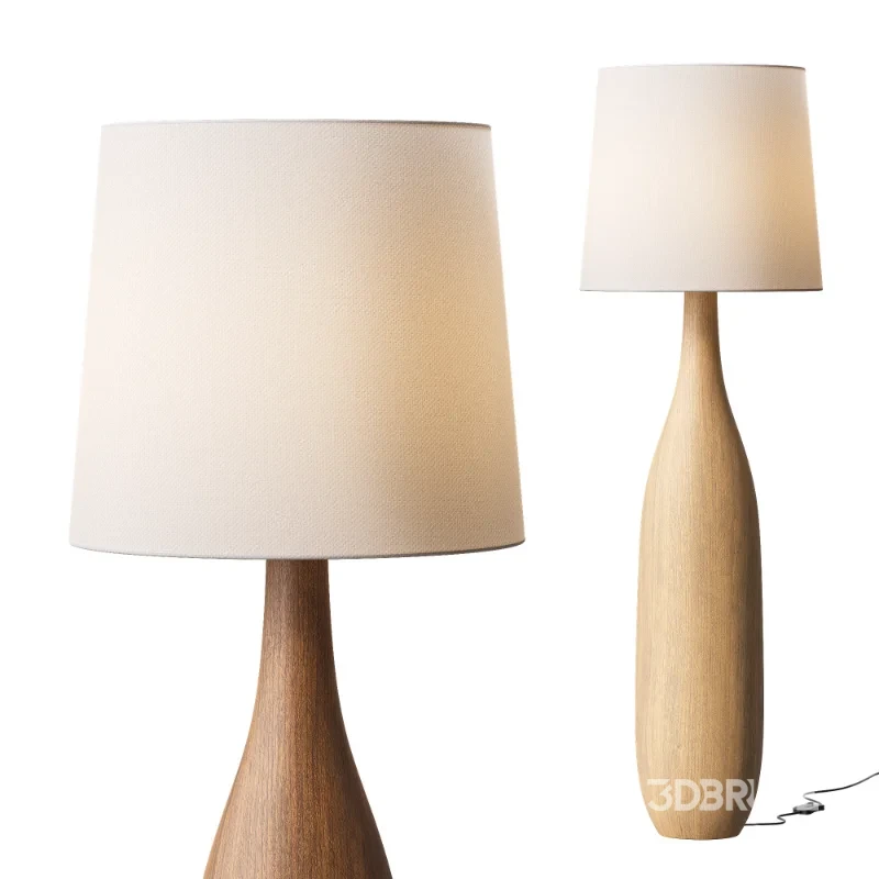 Japanese Style Solid Wood Floor Lamp Image 1