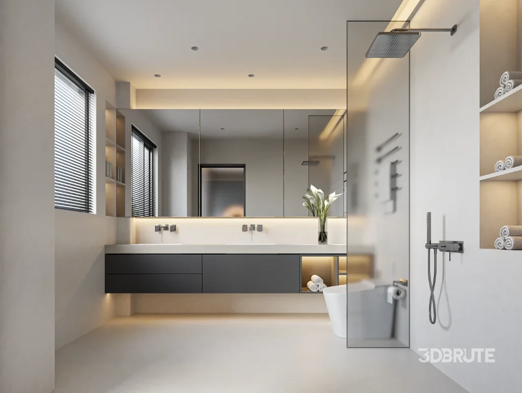 Modern bedroom and bathroom Image 1