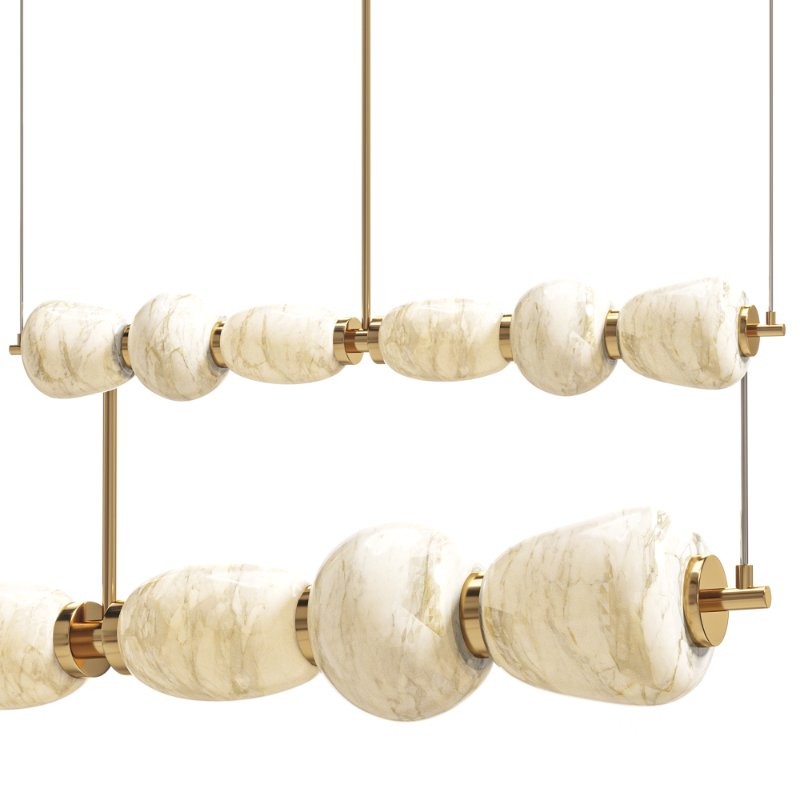 Alabaster Pebble Linear Chandelier Image 4