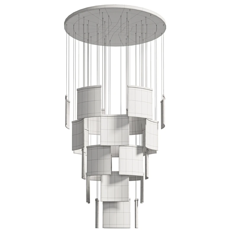Designer Tile Chandelier For Foyer And High Ceiling Living Room Image 2