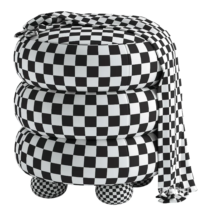 Stefanie Taupe Velvet Ottoman Image 1