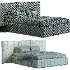 Areli Gray Blue Velvet Luxury Wide Headboard Bed - Thumbnail 4