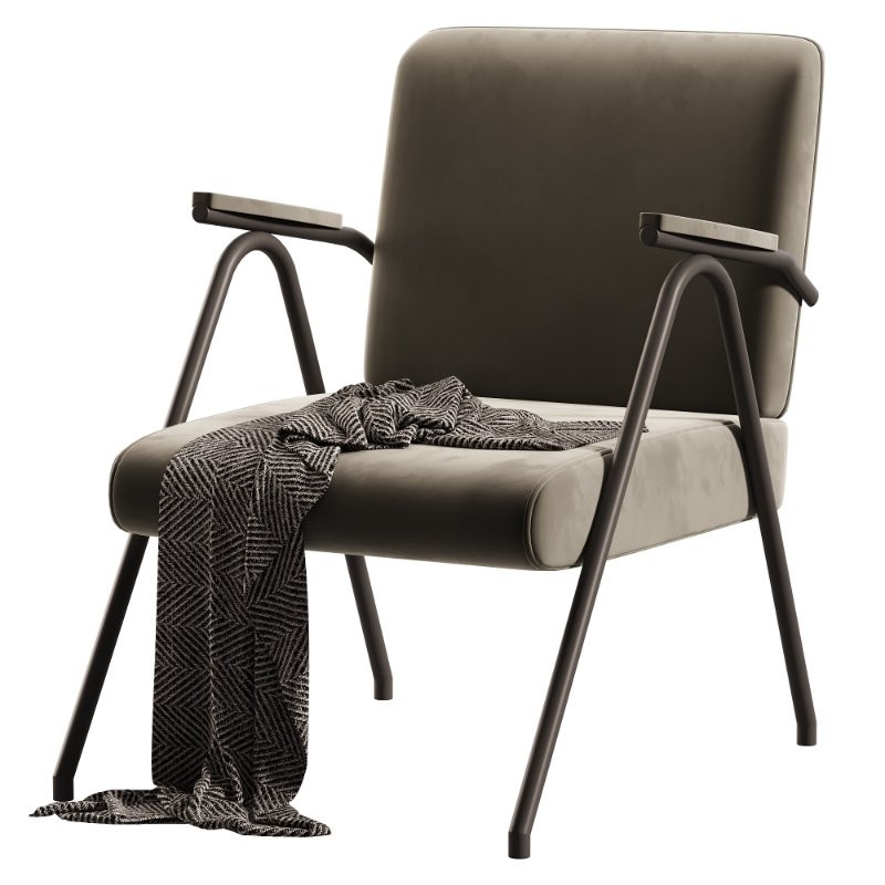 Simple Solid Color Arm Chair with Tight Back in Gray Image 4