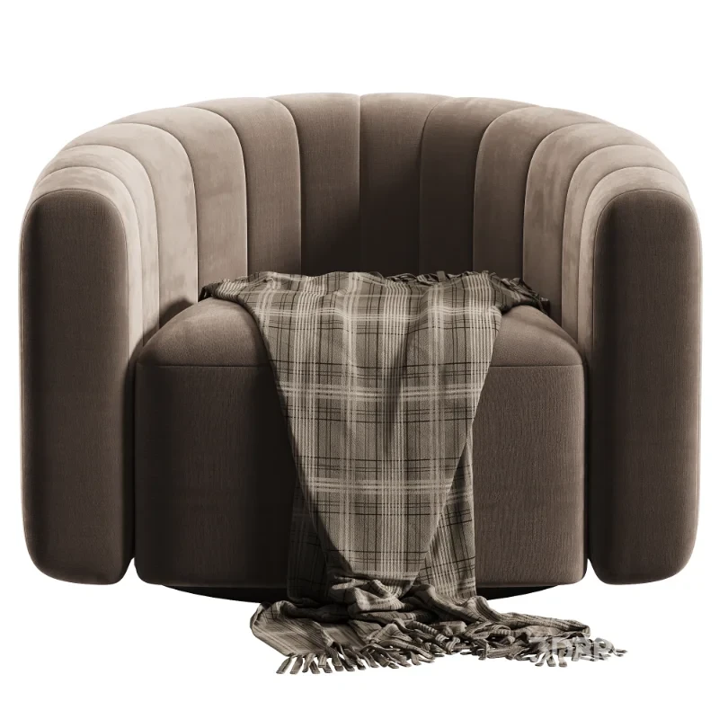 Fitz Channeled Green Velvet Swivel Chair Image 2