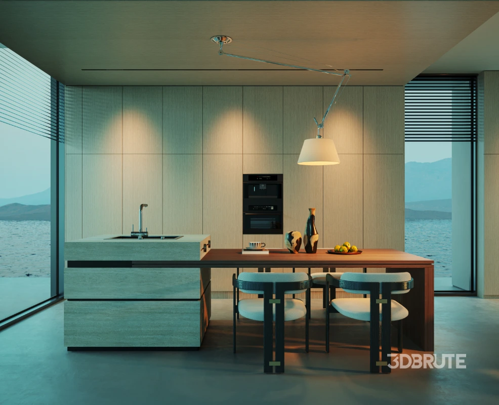 Modern villa living room and dining room interior Image 8