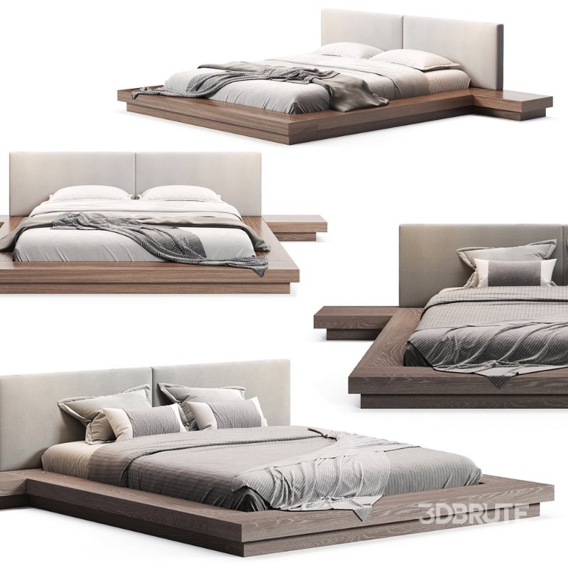 Elegant Leather Platform and Headboard Bed Image 7