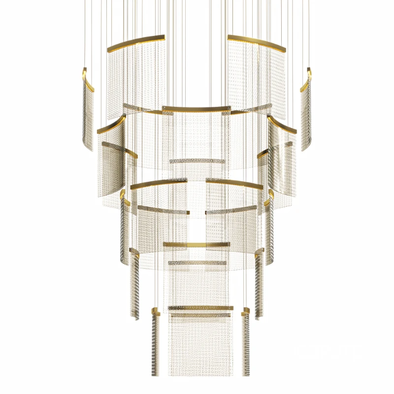 Designer Tile Chandelier For Foyer And High Ceiling Living Room Image 4