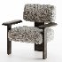 contemporary armchair with wooden legs - Thumbnail 1