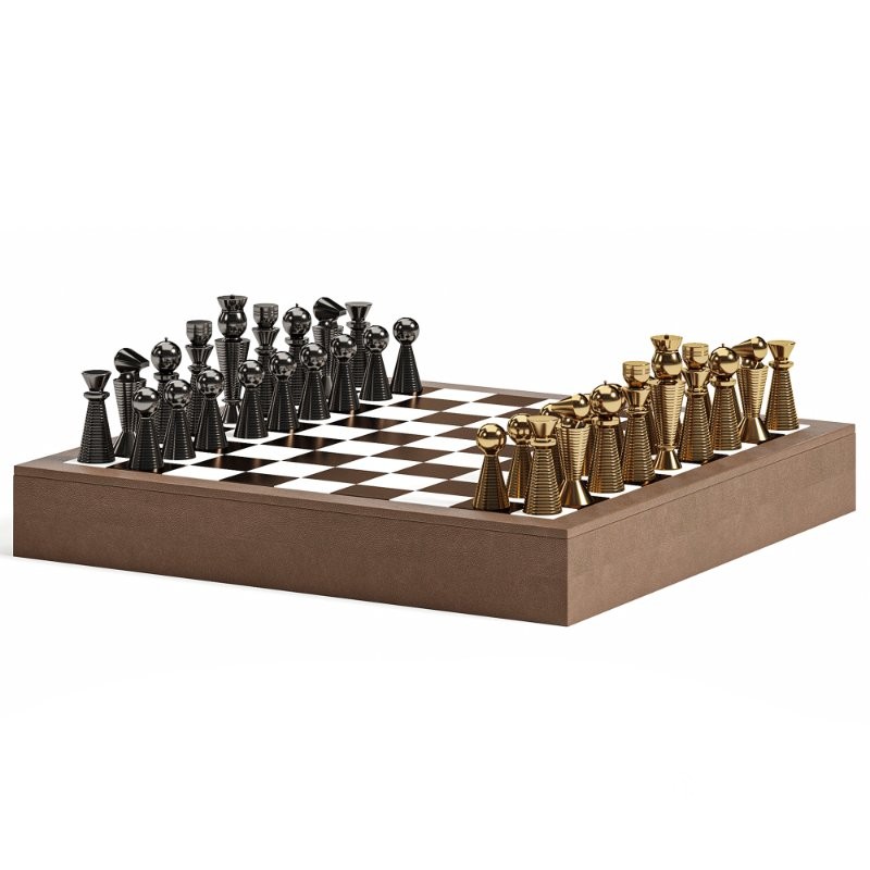 Beige Leather Chessboard Image 5