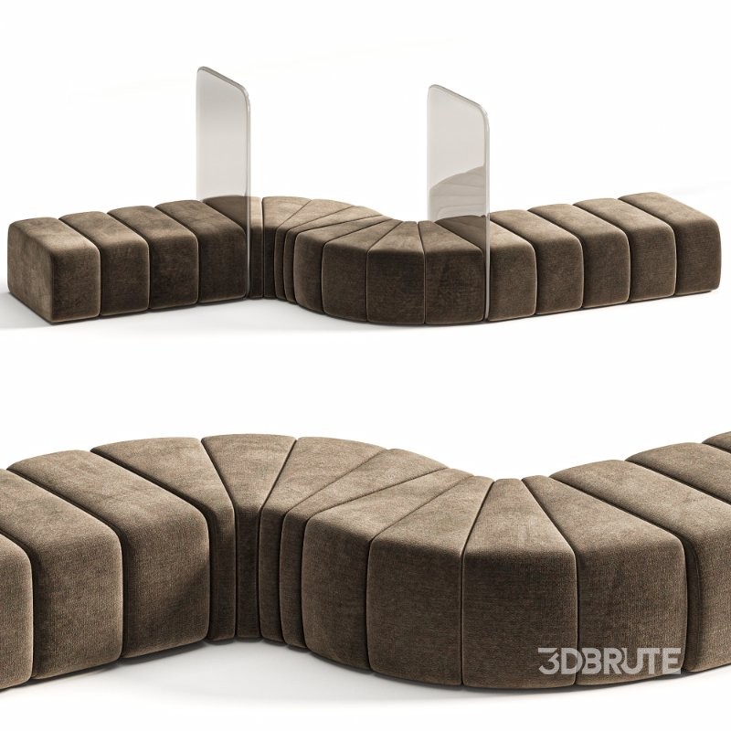 Bla Station Bob Curved Module Pouf with Plexiglass Divider Image 7