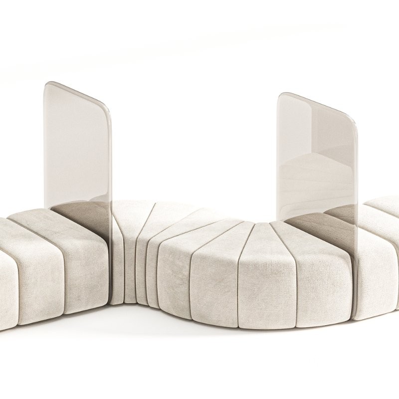 Bla Station Bob Curved Module Pouf with Plexiglass Divider Image 4