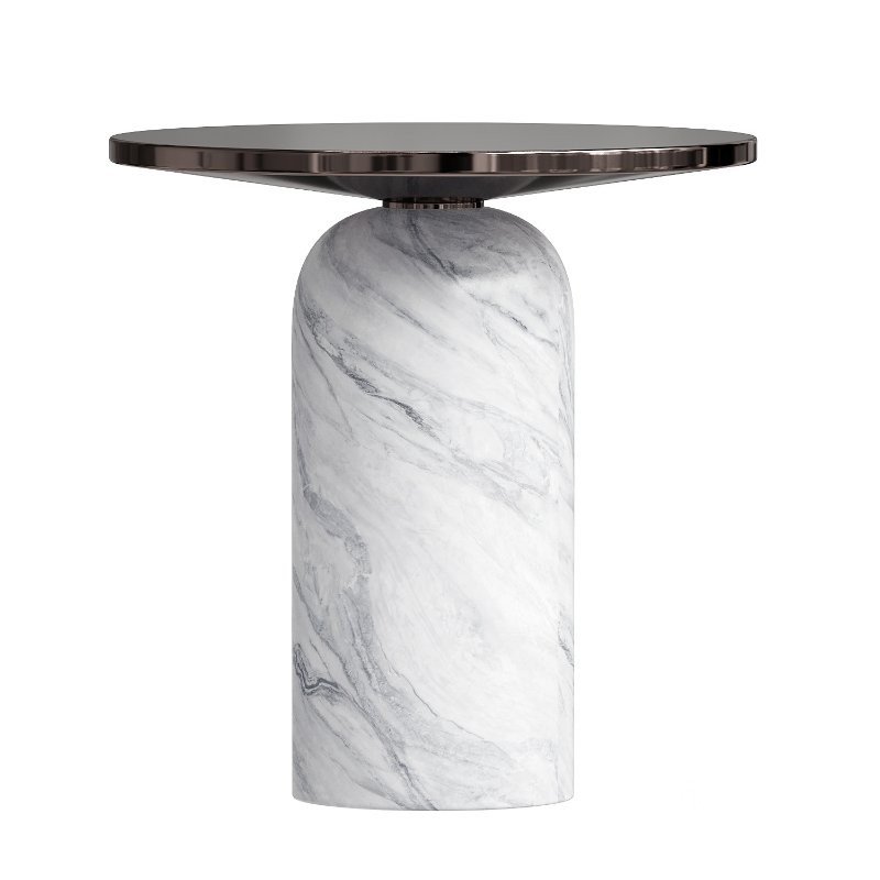 Martini Side Table with White Marble Base Image 2