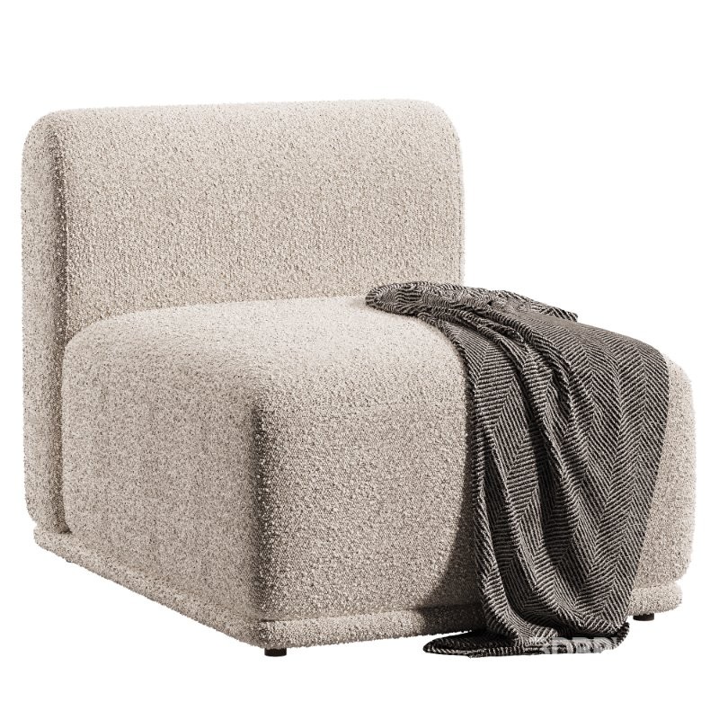 Sylvie Cream Boucle Armless Chair Image 2