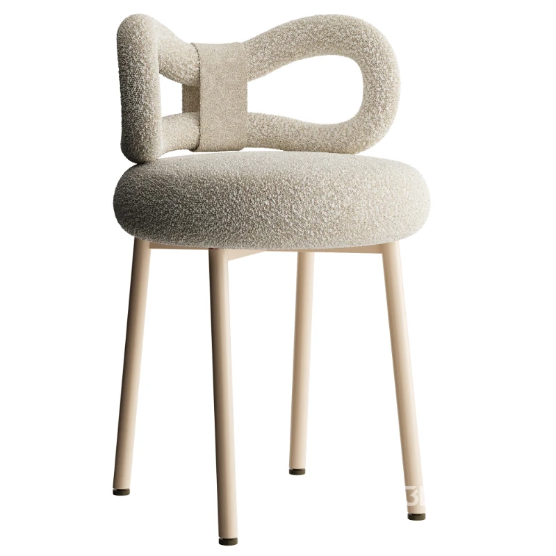 Claire White Boucle Chair Image 1