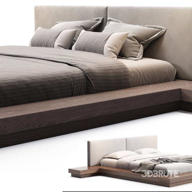 Elegant Leather Platform and Headboard Bed Image 6