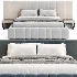 Areli Gray Blue Velvet Luxury Wide Headboard Bed - Thumbnail 3