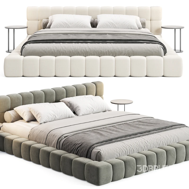 Aurora Technical Fabric Contemporary Bed Frame Queen Size Image 2