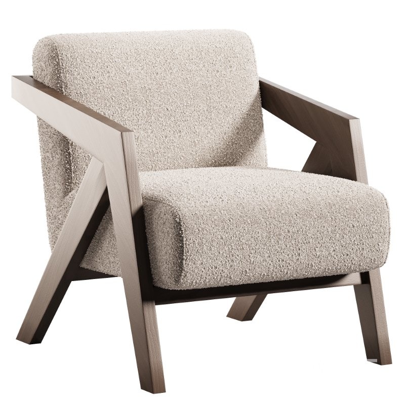 Simple Solid Color Arm Chair with Cushion Back and Light Gray Image 1