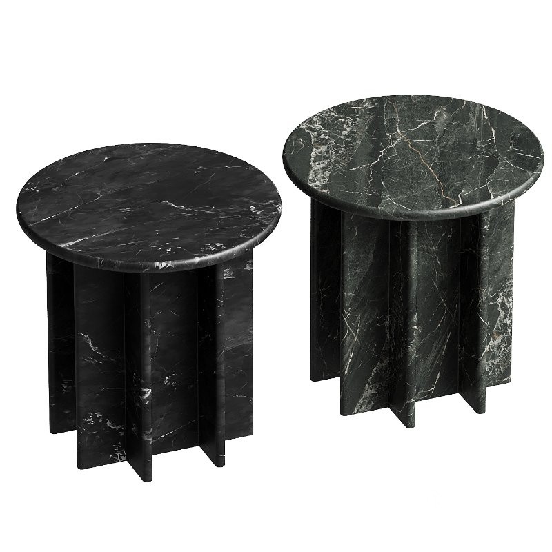 Pasar Round Black Marble Side Table Image 3