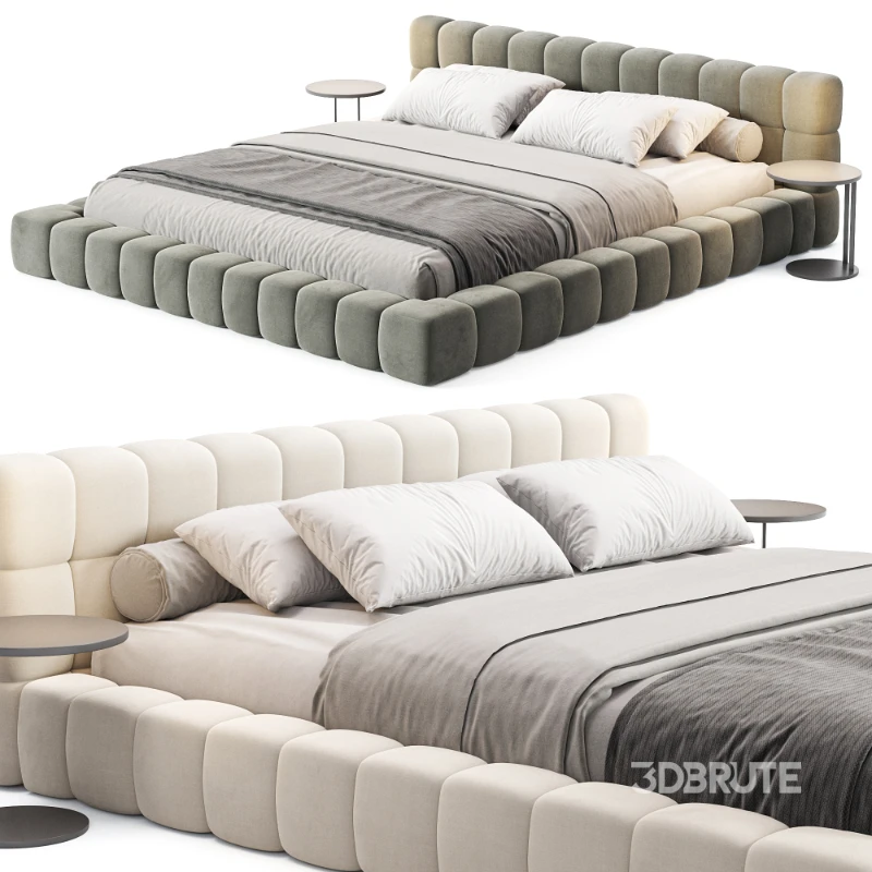 Aurora Technical Fabric Contemporary Bed Frame Queen Size Image 4