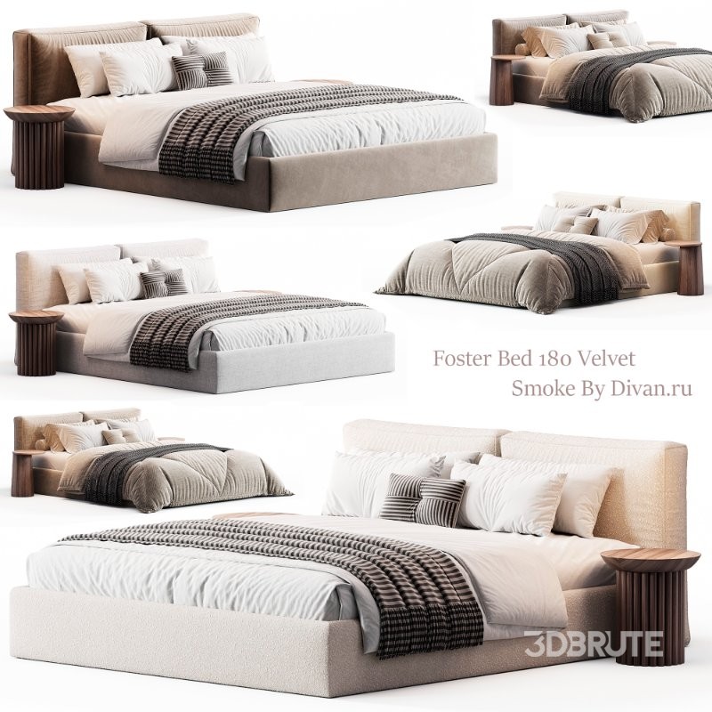 Foster Bed 180 Velvet Smoke By Image 5