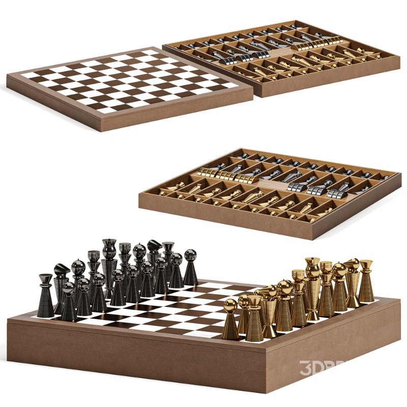 Beige Leather Chessboard Image 3