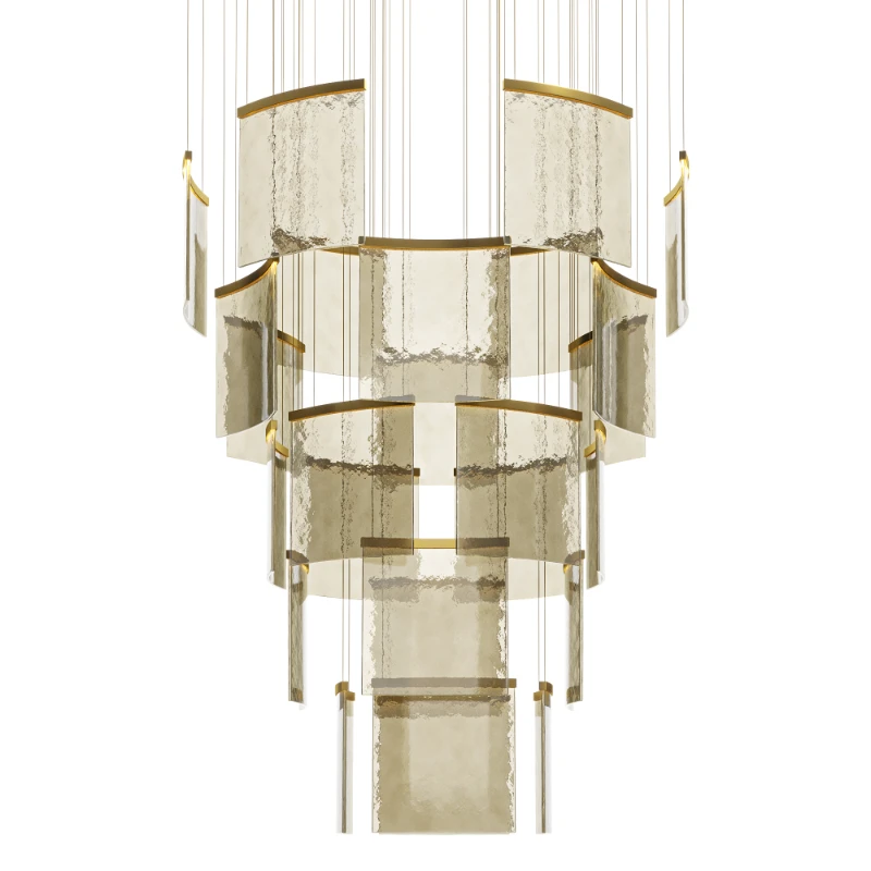 Designer Tile Chandelier For Foyer And High Ceiling Living Room Image 1