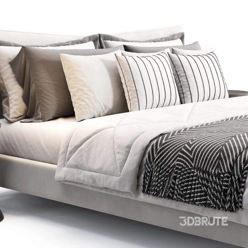 Altresha Gray Linen Fabric Minimalist Floating Bed Image 4