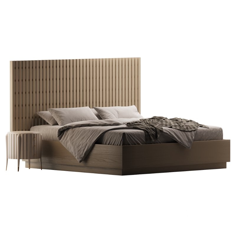 Batten White Oak King Plinth Base Bed Image 2