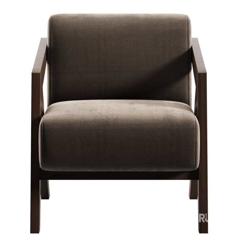 Simple Solid Color Arm Chair with Cushion Back and Light Gray Image 2