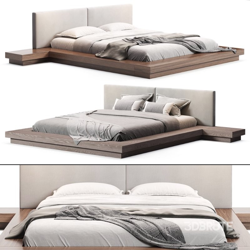 Elegant Leather Platform and Headboard Bed Image 5