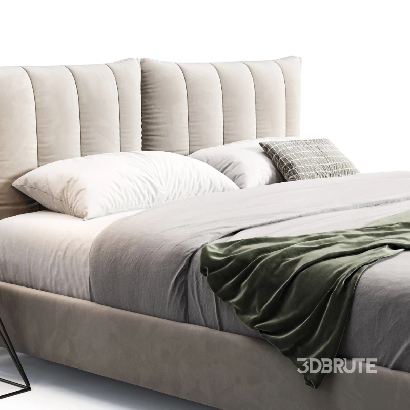 Ally Cotton Linen Adjustable Headboard Modern Bed Image 4