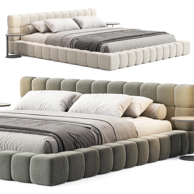 Aurora Technical Fabric Contemporary Bed Frame Queen Size Image 1