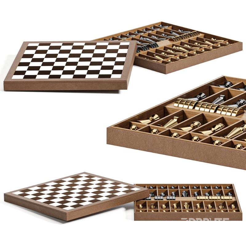 Beige Leather Chessboard Image 6