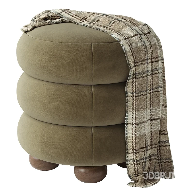 Stefanie Taupe Velvet Ottoman Image 5