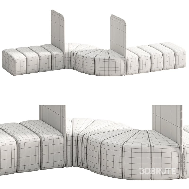 Bla Station Bob Curved Module Pouf with Plexiglass Divider Image 3