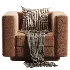 Yarrow Camel Woven Fabric Swivel Chair - Thumbnail 2