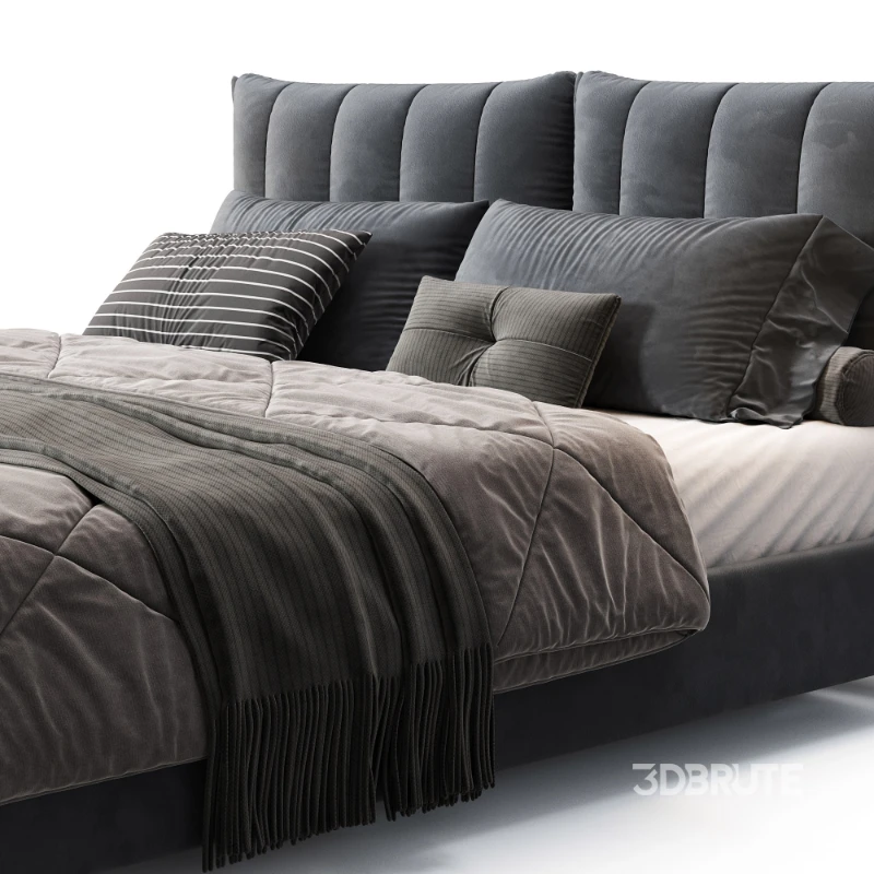 Ally Cotton Linen Adjustable Headboard Modern Bed Image 5