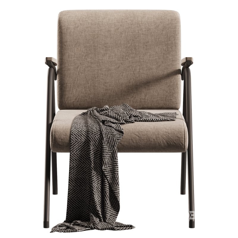 Simple Solid Color Arm Chair with Tight Back in Gray Image 2