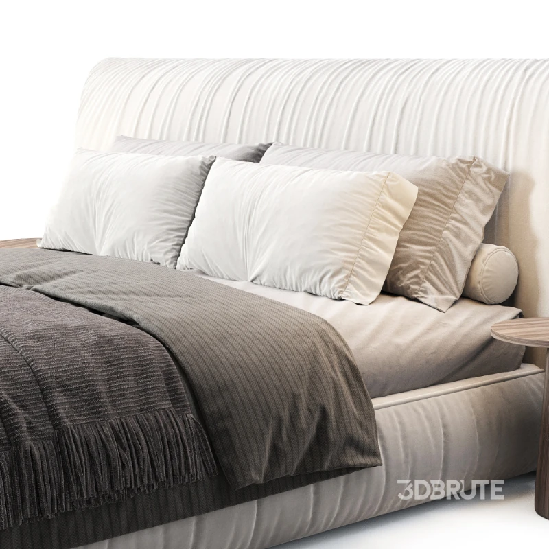 Alix Blue Cotton Linen Fabric Wide Headboard Luxury Bed Image 4