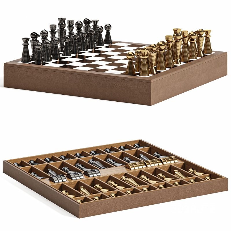 Beige Leather Chessboard Image 7
